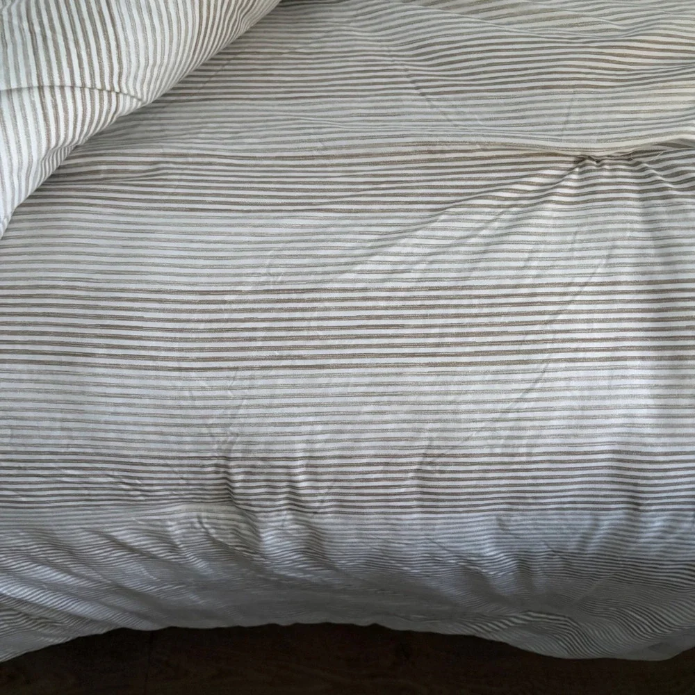 Tommy‎ Bahama Home King Comforter Tan White Striped Coastal Bedding 108x90
